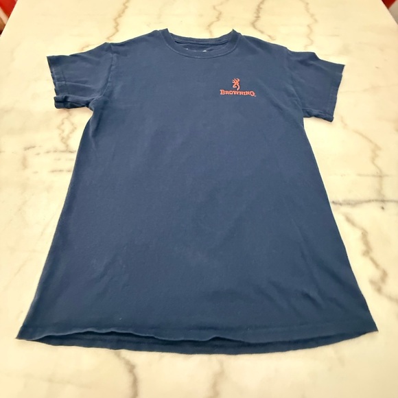 Browning Navy T-Shirt with Orange Logo - Picture 1 of 3